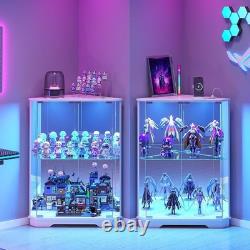 Corner Display Case LED Light & Charging Station Action Figure Car White Cabinet