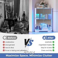 Corner Display Case LED Light & Charging Station Action Figure Car White Cabinet