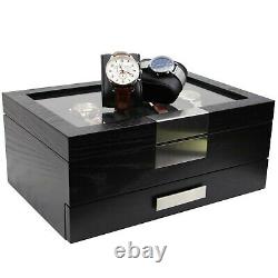 Decorebay Busy Man Luxury Watch Box Display Case and Jewelry Organizer for Men