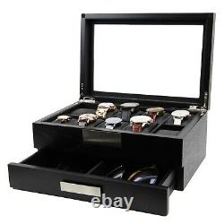 Decorebay Busy Man Luxury Watch Box Display Case and Jewelry Organizer for Men