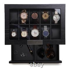 Decorebay Busy Man Luxury Watch Box Display Case and Jewelry Organizer for Men