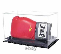 Deluxe Boxing Glove Clear Display Case with Black Risers Fits 1 or 2 (A011-BR)