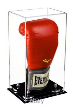 Deluxe Clear Acrylic Boxing Glove Display Case with Silver Risers (A092-SR)