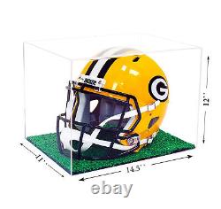 Deluxe Full Size Football Helmet Display Case Clear with Turf Bottom (A002-CTB)