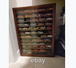 Diecast Car Model Display Case Matchbox 1/64 Cars Rack Cabinet Wall Box Walnut