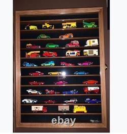 Diecast Car Model Display Case Matchbox 1/64 Cars Rack Cabinet Wall Box Walnut