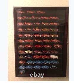 Diecast Car Model Display Case Matchbox 1/64 Cars Rack Cabinet Wall Box Walnut