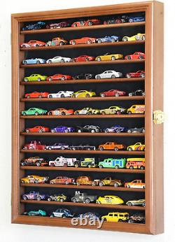 Diecast Car Model Display Case Matchbox 1/64 Cars Rack Cabinet Wall Box Walnut