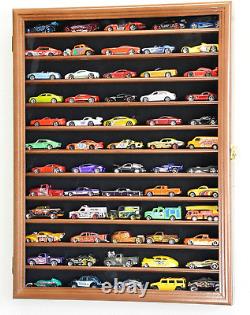 Diecast Car Model Display Case Matchbox 1/64 Cars Rack Cabinet Wall Box Walnut