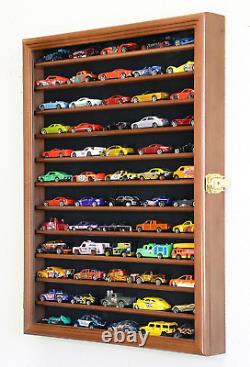 Diecast Car Model Display Case Matchbox 1/64 Cars Rack Cabinet Wall Box Walnut