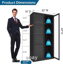Display Cabinet with Acrylic Glass Doors and 3 Adjustable Shelves, Display Case