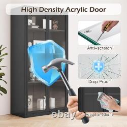 Display Cabinet with Acrylic Glass Doors and 3 Adjustable Shelves, Display Case