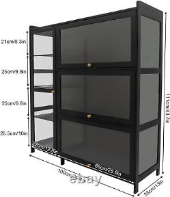 Display Cabinet with Doors, Clear Display Case for Figures, Multifunctional Bamb