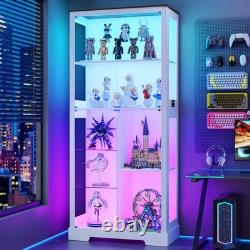 Display Cabinet with Glass Door, Display case with RGB Lights for Collectibles