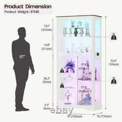 Display Cabinet with Glass Door, Display case with RGB Lights for Collectibles