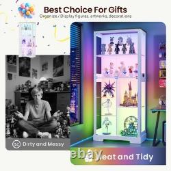 Display Cabinet with Glass Door, Display case with RGB Lights for Collectibles