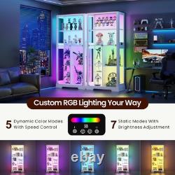 Display Cabinet with Glass Door, Display case with RGB Lights for Collectibles