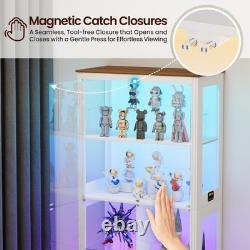 Display Cabinet with Glass Door, Display case with RGB Lights for Collectibles