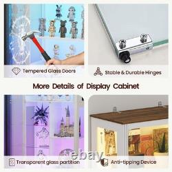 Display Cabinet with Glass Door, Display case with RGB Lights for Collectibles