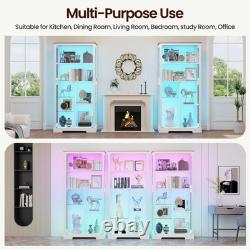 Display Cabinet with Glass Door, Display case with RGB Lights for Collectibles