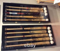 Display Case 5 Baseball Bats Collection Memorabilia Cabinet Box Wall Rack Bat