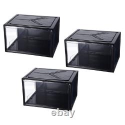 Display Case, Acrylic Box 14.2x10.4x7.9inch for Collectibles, Crafts Black 3 Pcs
