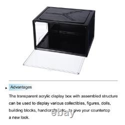 Display Case, Acrylic Box 14.2x10.4x7.9inch for Collectibles, Crafts Black 3 Pcs