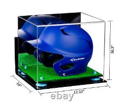 Display Case-Box with Blue Risers, Mirror, Turf Base & Wall Mount (A012)