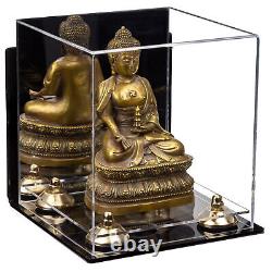 Display Case-Box with Mirror, Wall Mount, Gold Risers & Clear Base7.6x7.6x8.5(A015)