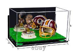 Display Case-Box with Mirror, Wall Mount, Green Risers & Turf Base 15x8x9 (A013)
