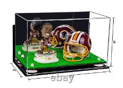 Display Case -Box with Mirror, Wall Mount, White Risers & Turf Base 15x8x9 (A013)