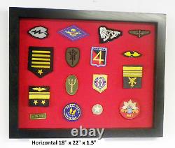 Display Case Cabinet Shadow Box for Military Police Boy Scout Navy Patches small