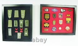 Display Case Cabinet Shadow Box for Military Police Boy Scout Navy Patches small