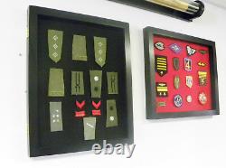 Display Case Cabinet Shadow Box for Military Police Boy Scout Navy Patches small