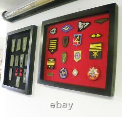 Display Case Cabinet Shadow Box for Military Police Boy Scout Navy Patches small