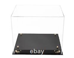 Display Case Large Square Box Clear with Gold Risers 14.5 x11 x12(A002-GR)