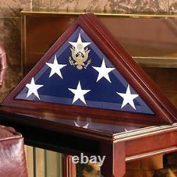 Display Case Memorial Coffin Burial Flag Walnut Wood Military Shadow Box
