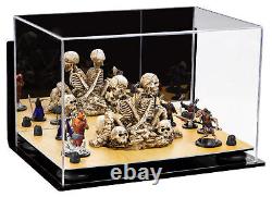 Display Case-Rectangle Box with Mirror, Wall Mount, Black Risers & Wood Floor (A004)