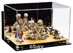 Display Case-Rectangle Box with Mirror, Wall Mount, Gold Risers & Wood Floor (A004)