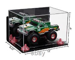 Display Case-Rectangle Box with Mirror, Wall Mount, Pink Risers & Clear Base (A004)