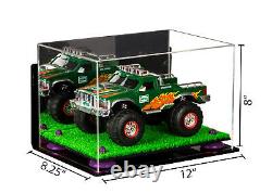 Display Case-Rectangle Box with Mirror, Wall Mount, Purple Risers & Turf Base (A004)