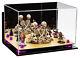 Display Case-Rectangle Box with Mirror, Wall Mount, Purple Risers & Wood Floor(A004)