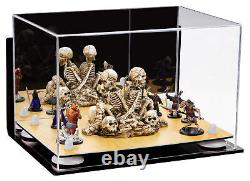 Display Case-Rectangle Box with Mirror, Wall Mount, White Risers & Wood Floor (A004)