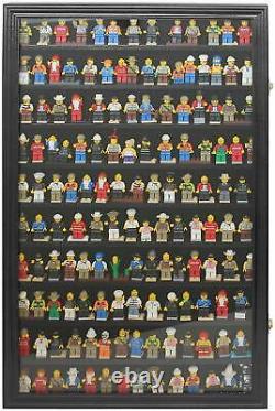 Display Case Wall Cabinet Shadow Box for Minifigures Mini Figure Men Black