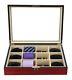 Display Case for 12 Ties, Belts, and Accessories Cherry Wood Storage Box Fath