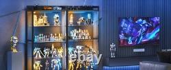 Display Case with LED Lights, Display Cabinet with Glass Stora