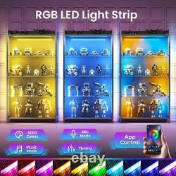 Display Case with LED Lights, Display Cabinet with Glass Stora