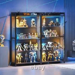 Display Case with LED Lights, Display Cabinet with Glass Stora