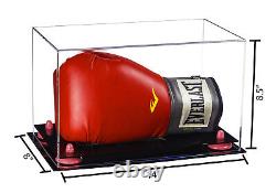 Display Cases Clear Acrylic Single or Double Boxing Glove with Pink Risers (A011)