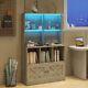 Display Cases with LED Lights Bookcase. Display Cabinet with Glass Shelves